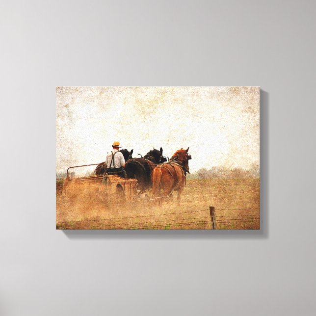 Horse Powered Field Work Canvas Print (Front)