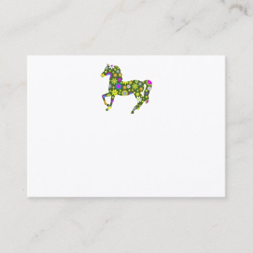 Horse prancing retro floral blank business card