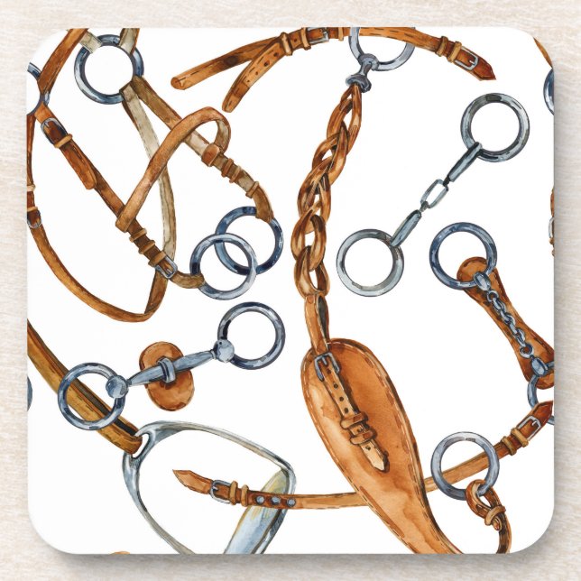 Horse Print Pattern Beverage Coaster (Front)