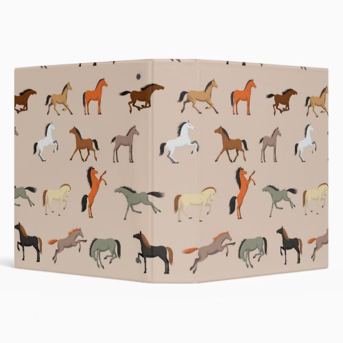 Horse Print Pattern Boys Girls  Kids Horse Gift 3 Ring Binder