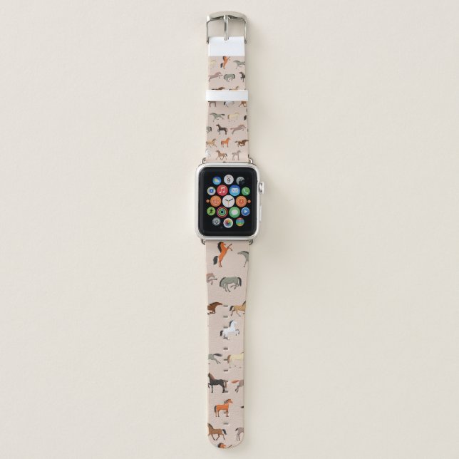 Horse Print Pattern, Boys Girls & Kids, Horse Gift Apple Watch Band (Front)