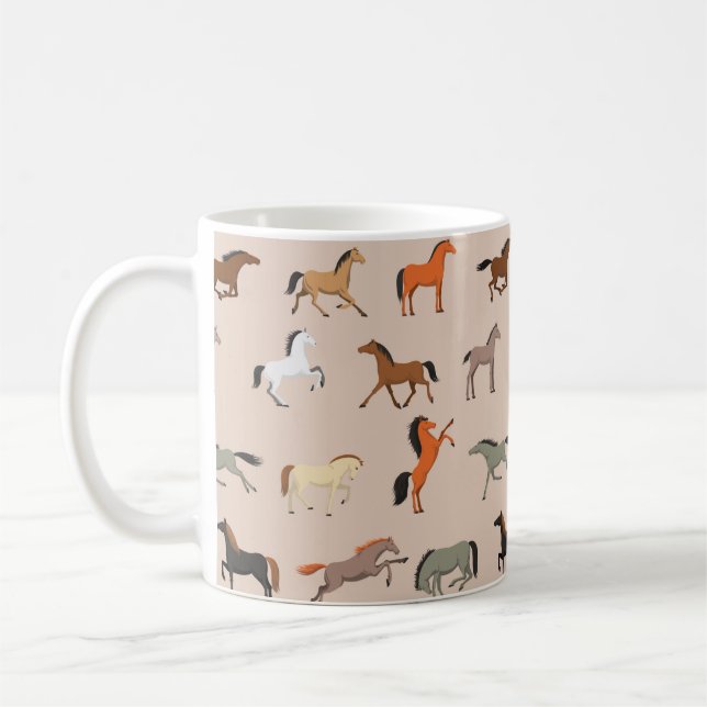 Horse Print Pattern, Boys Girls & Kids, Horse Gift Coffee Mug (Left)