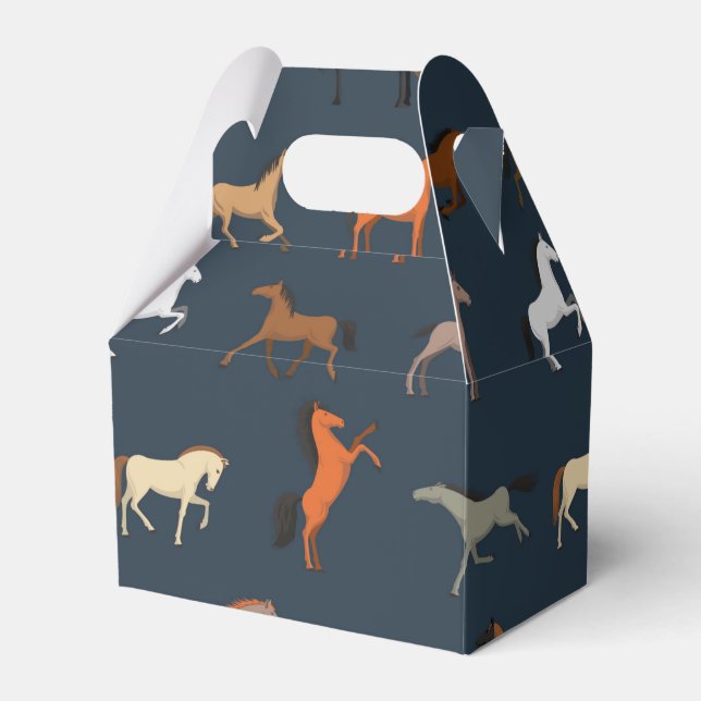 Horse Print Pattern, Boys Girls & Kids, Horse Gift Favor Boxes (Front Side)