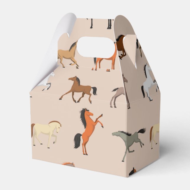 Horse Print Pattern, Boys Girls & Kids, Horse Gift Favor Boxes (Front Side)