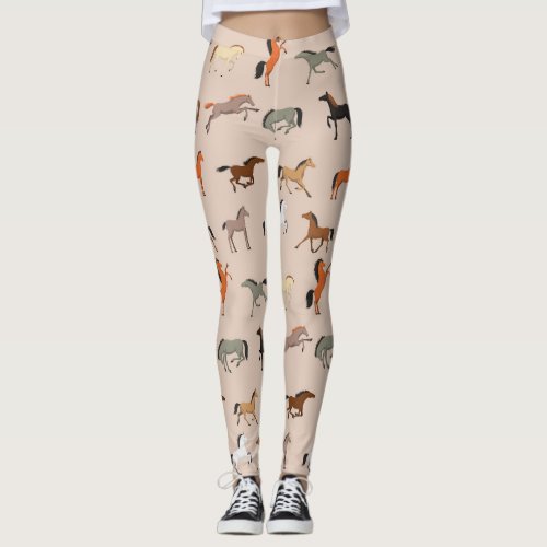 Horse Print Pattern Boys Girls  Kids Horse Gift Leggings