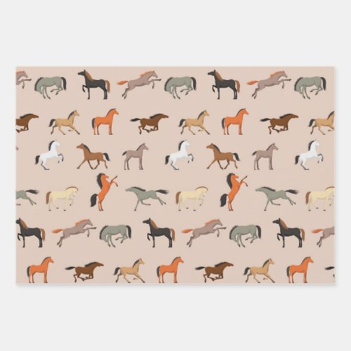 Horse Print Pattern Boys Girls  Kids Horse Gift Wrapping Paper Sheets