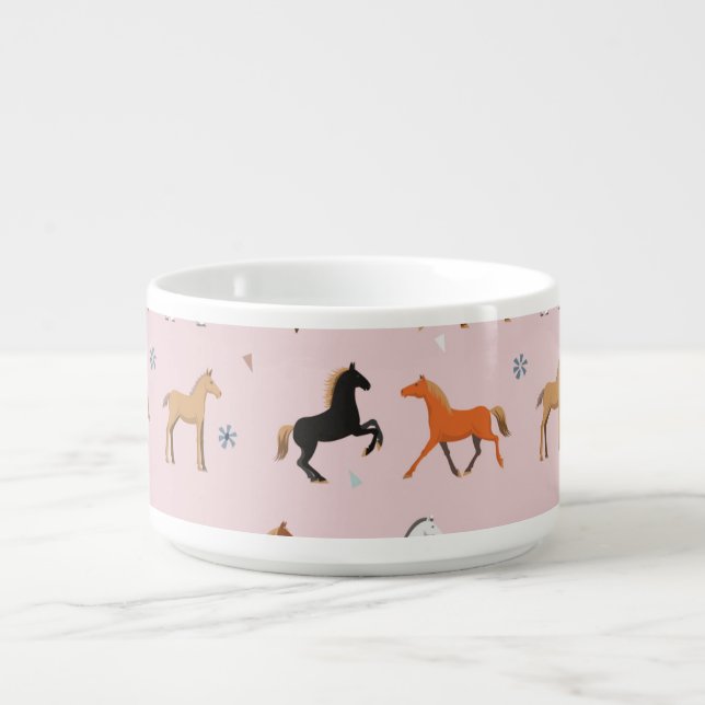 Horse Print Pattern, Women & Girls Kid, Cowgirl Bowl (Center)