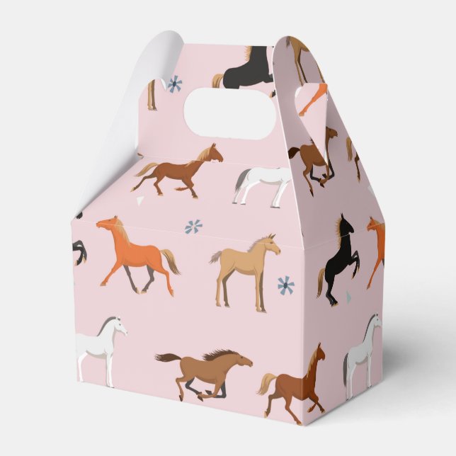 Horse Print Pattern, Women & Girls Kid, Cowgirl Favor Boxes (Front Side)