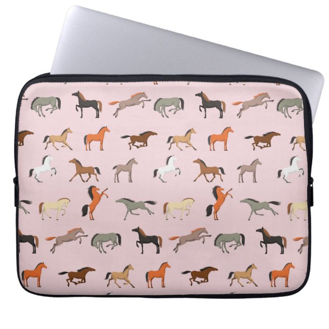 Horse Print Pattern, Women & Girls Kid, Cowgirl Laptop Sleeve (Front)