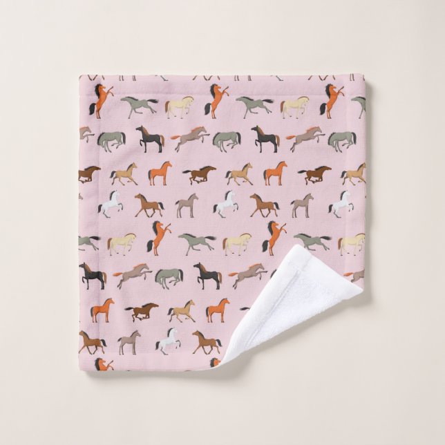 Horse Print Pattern, Women & Girls Kid, Cowgirl Wash Cloth (Wash Cloth)