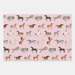 Horse Print Pattern, Women & Girls Kid, Cowgirl Wrapping Paper Sheets