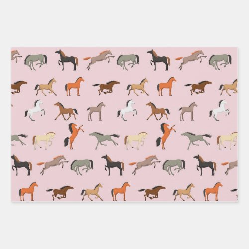 Horse Print Pattern Women  Girls Kid Cowgirl Wrapping Paper Sheets