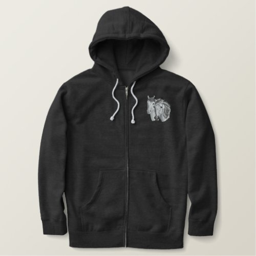 Horse Profile Pair Embroidered Hoodie