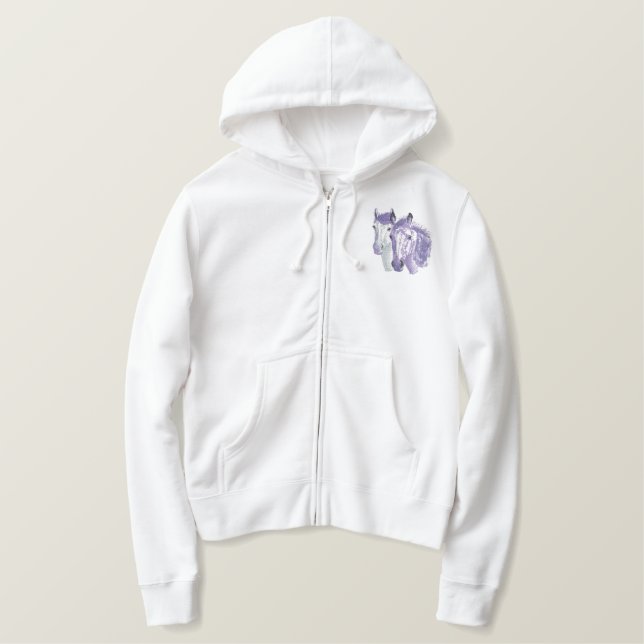 Horse Profile Pair Embroidered Hoodie (Design Front)