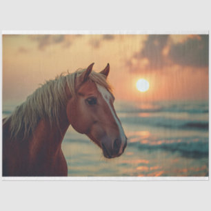 Horse Profile Sunset on the Beach Decoupage Tissue Paper