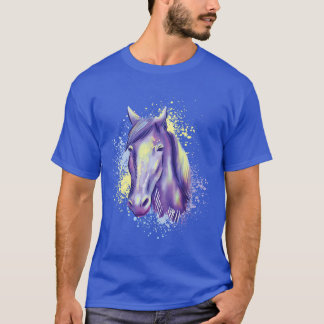 Horse Purple and Yellow Colorful Watercolor Painti T-Shirt