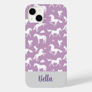 Horse Purple Pattern Rider Custom Name Case-Mate iPhone 14 Plus Case