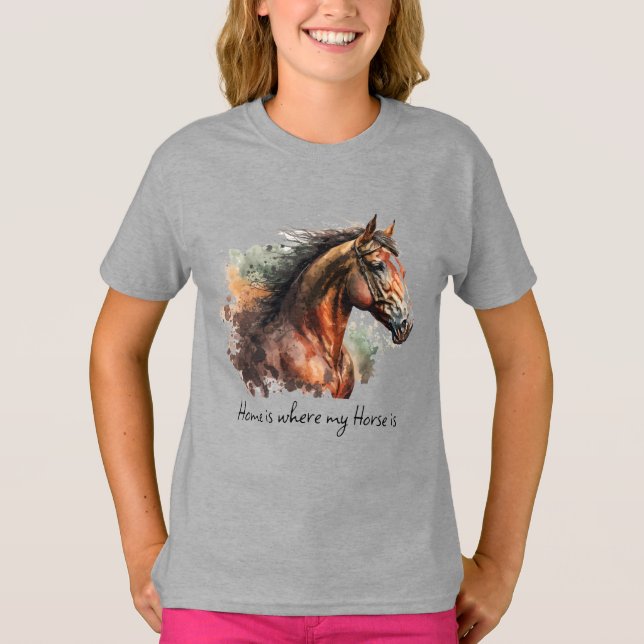 Horse Quote Watercolor Custom Photo Riding  T-Shirt (Front)