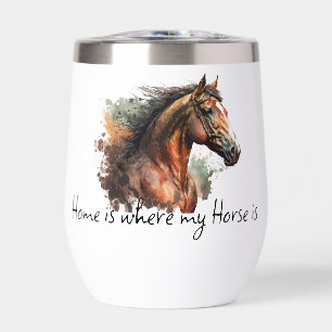 Horse Quote Watercolor Custom Photo Riding Thermal Wine Tumbler