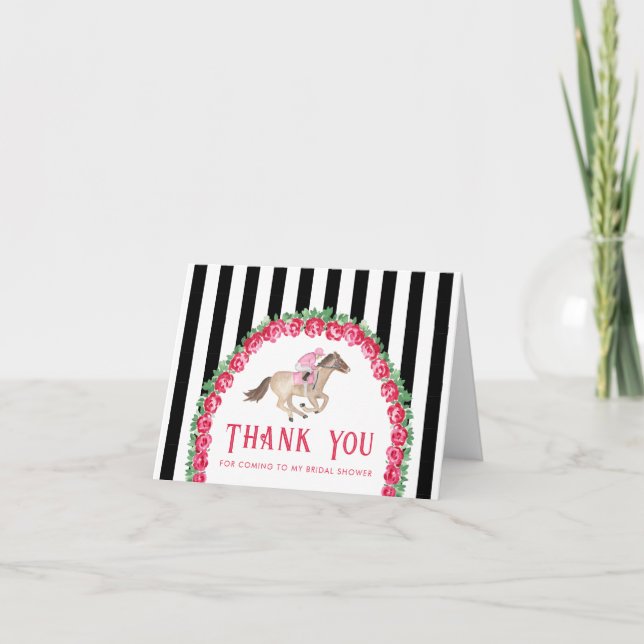 Horse Race Derby Bridal Shower Thank You Card (Front)