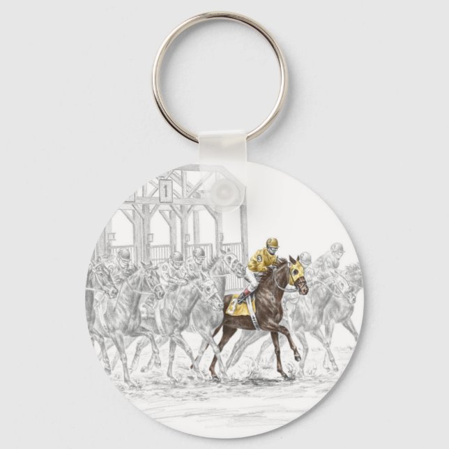 Horse Race Starting Gate Keychain (Front)