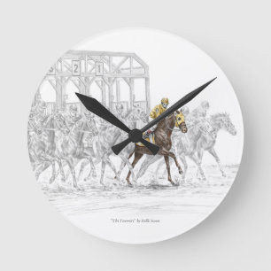 Horse Race Starting Gate Round Clock