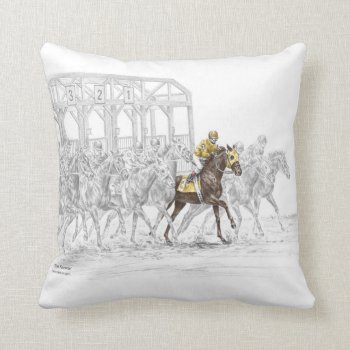 Horse Race Starting Gate Throw Pillow by KelliSwan at Zazzle