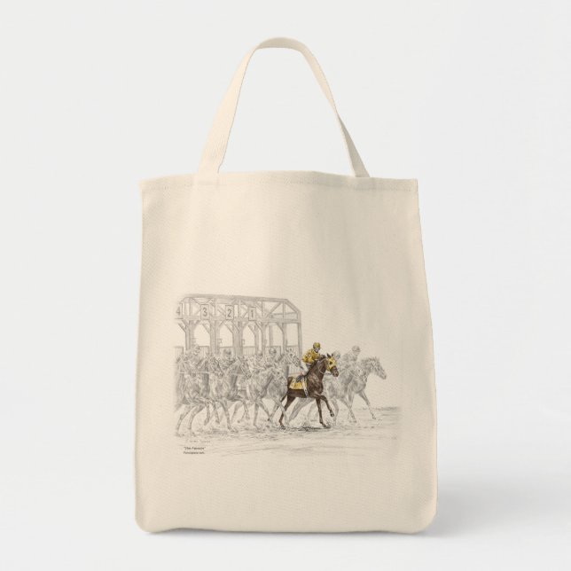 Horse Race Starting Gate Tote Bag (Front)