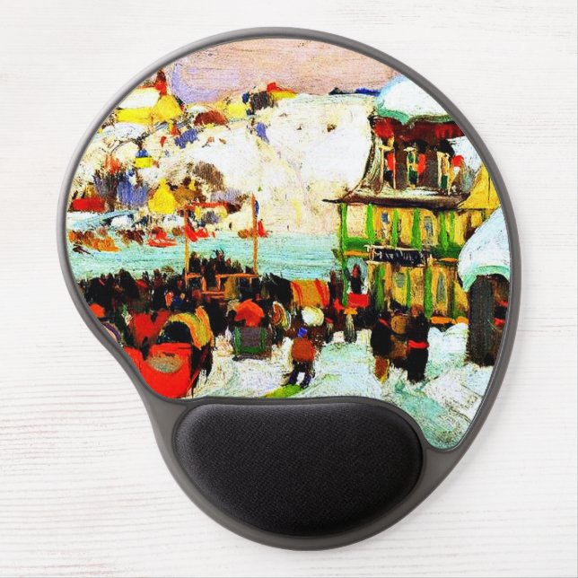 Horse Races in Winter by Clarence Gagnon Gel Mouse Pad (Front)