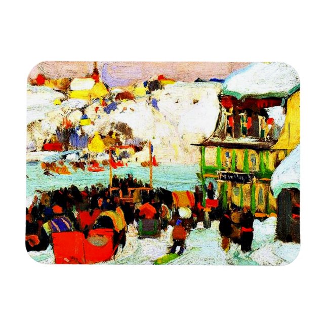 Horse Races in Winter by Clarence Gagnon Magnet (Horizontal)