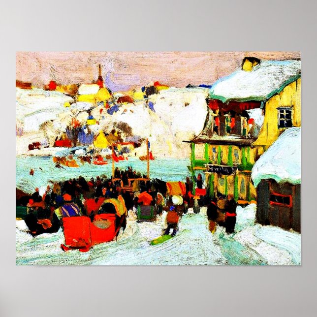 Horse Races in Winter by Clarence Gagnon Poster (Front)