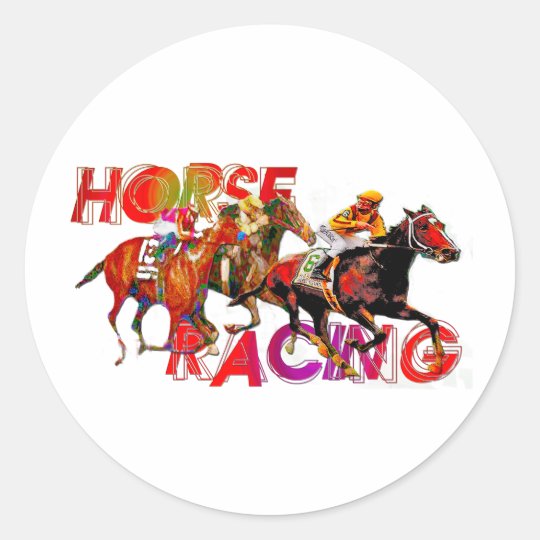 Horse Racing Action Classic Round Sticker