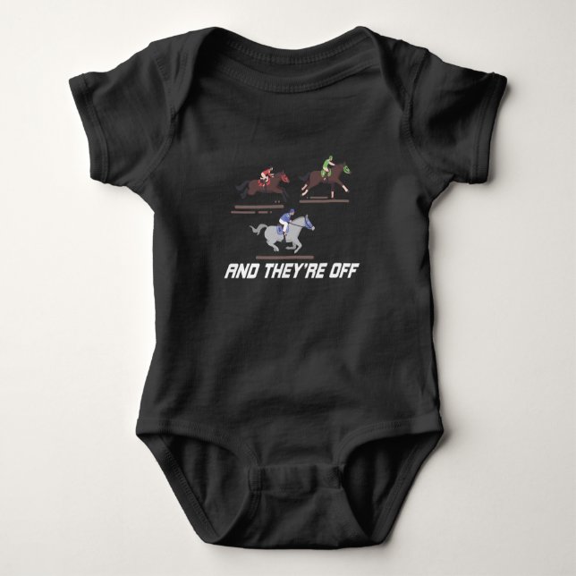 Horse Racing And They're Off Horseback Riding Baby Bodysuit (Front)
