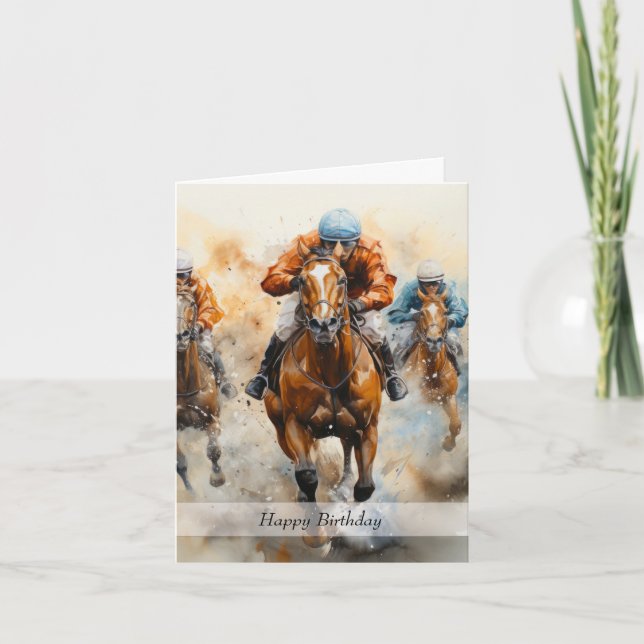 Horse Racing Birthday Card (Front)