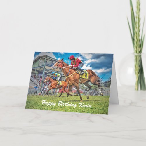 Horse Racing Birthday Card Personalized