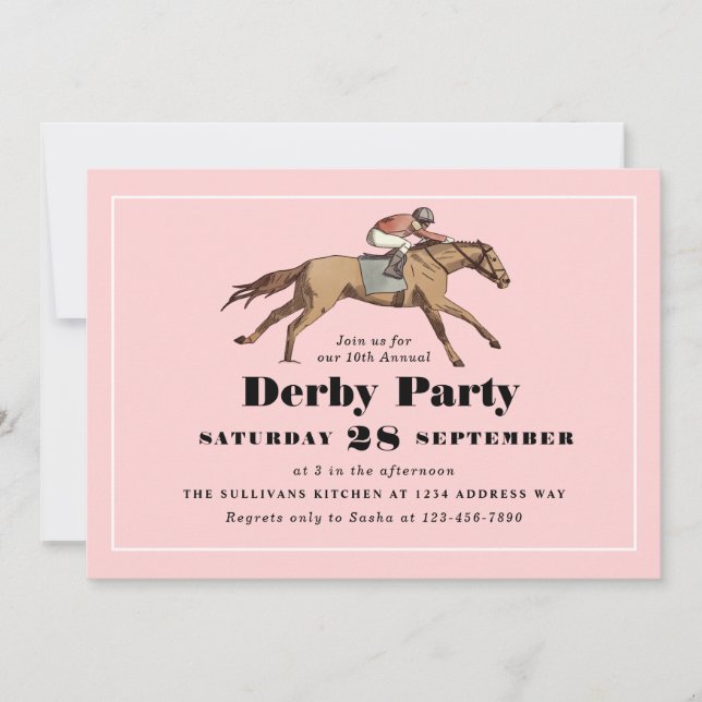 Horse Racing Birthday Derby Party Pink Invitation (Front)