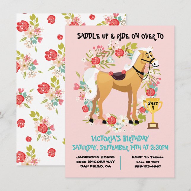 Horse Racing Birthday Party Invitation (Front/Back)