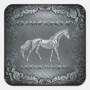 Horse Racing Championship Vibrant Rich Engraved Square Sticker