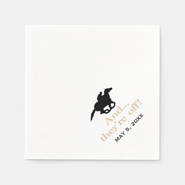 Horse Racing Derby Custom Black/Gold Paper Napkins (Front)