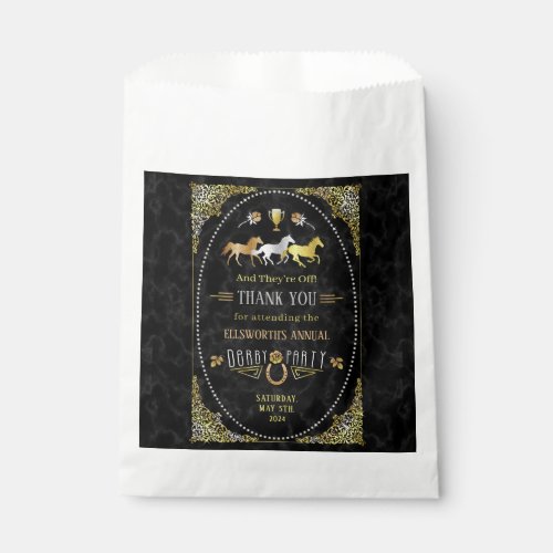 Horse Racing Derby Day Party Art Deco Black Gold Favor Bag