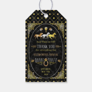 Horse Racing Derby Day Party Art Deco Black Gold Gift Tags