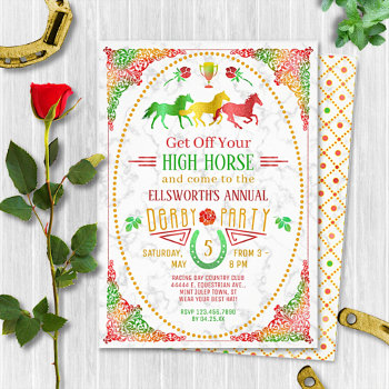 Horse Racing Derby Day Party Art Deco Colorful Invitation by FancyCelebration at Zazzle