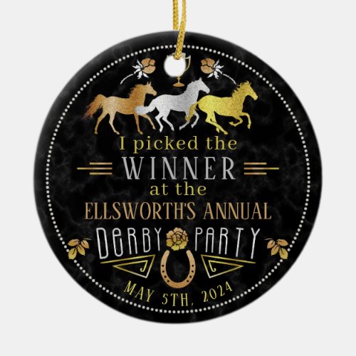 Horse Racing Derby Day Party Art Deco Winner Prize Ceramic Ornament