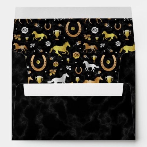 Horse Racing Derby Day Party Black Gold Pattern Envelope