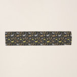 Horse Racing Derby Day Party Black Gold Pattern Scarf<br><div class="desc">Celebrate your favorite horse racing derby with this gorgeous pattern. The repeating design is made in shades of gold, silver, and bronze on black with a slight marble effect. The ornate pattern includes horses, trophies, horseshoes, and roses. Contact FancyCelebration for changes. See the matching party supplies and more here: https://www.zazzle.com/collections/horse_racing_derby_day_party_collection-119108502832802144...</div>