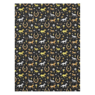 Horse Racing Derby Day Party Black Gold Pattern Tablecloth