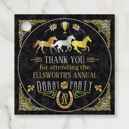 Horse Racing Derby Day Party Black Gold Thank You Favor Tags