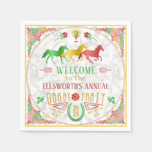 Horse Racing Derby Day Party Colorful Marble Napkins