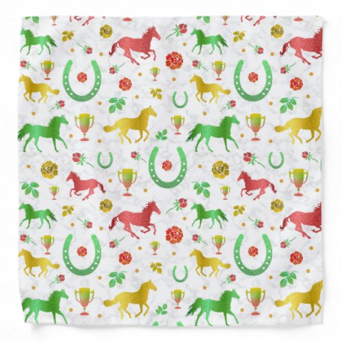 Horse Racing Derby Day Party Colorful Pattern Bandana
