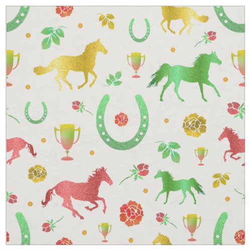 Horse Racing Derby Day Party Colorful Pattern Fabric